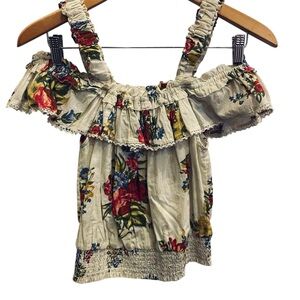 House of Harlow 1960 Helena Boho Hippie Floral Ruffled Crop Sz M